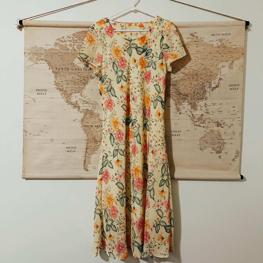 Yellow Floral Midi Dress
